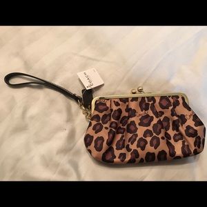 Coach NEW leopard print wristlet F41960